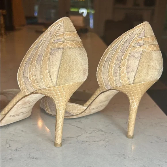 Jimmy Choo Nude Snakeskin Heels - Picture 6 of 8
